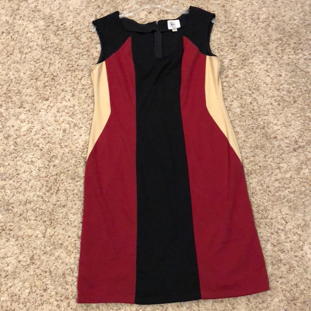 ECI black Red and Tan Paneled Dress